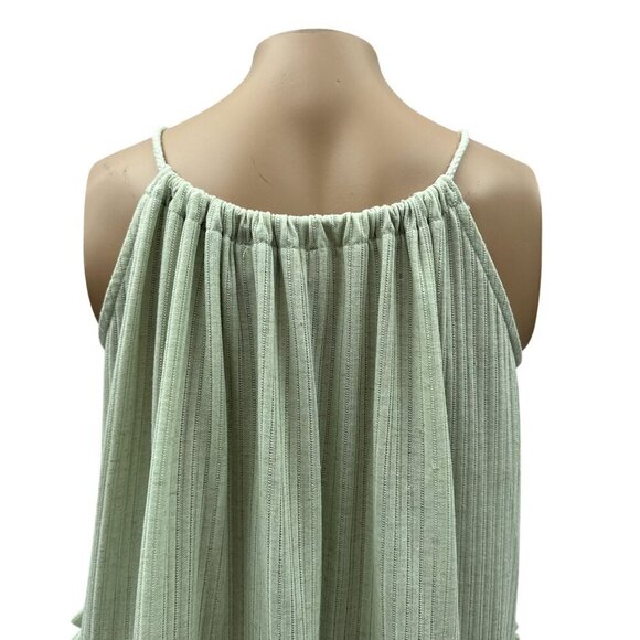 Free People Rosaline Tunic Dress Green Mini Tiered Rope Strap Summer Flowy M - Picture 12 of 13